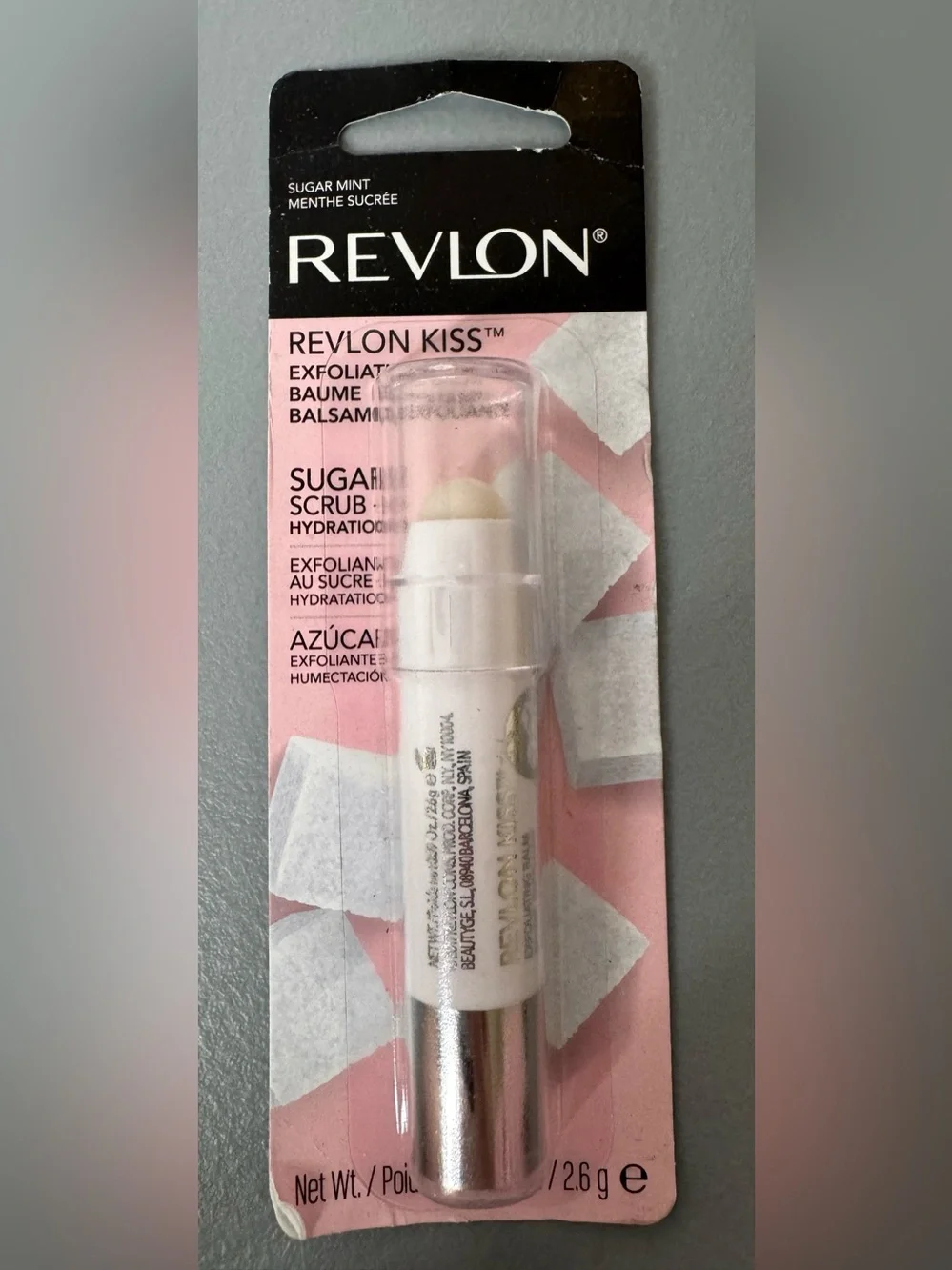 Revlon Kiss Sugar Mint Exfoliating Lip Scrub Balm hydration White & Silver